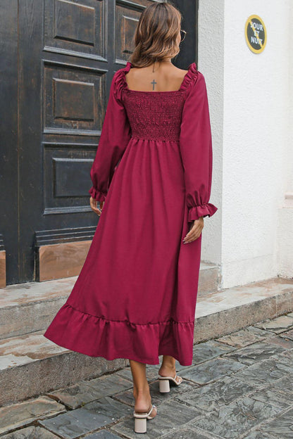 Hazel Blues® | Smocked Ruffle Hem Flounce Sleeve Dress