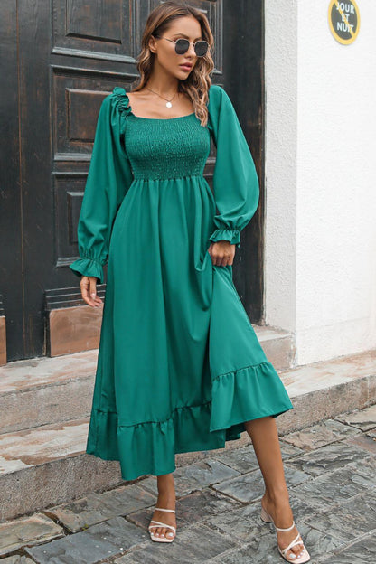 Hazel Blues® | Smocked Ruffle Hem Flounce Sleeve Dress