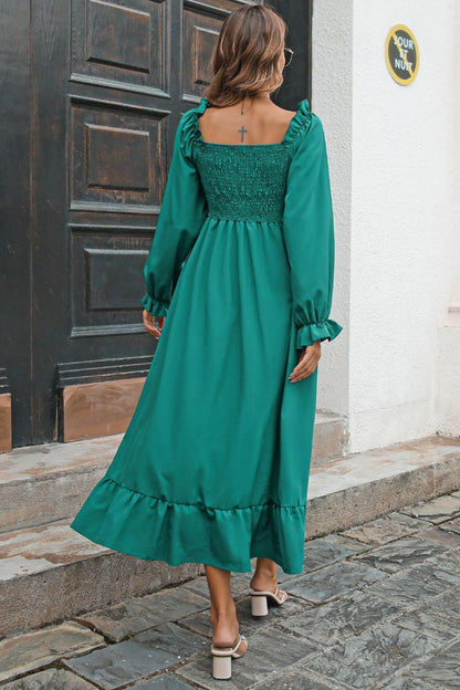 Hazel Blues® | Smocked Ruffle Hem Flounce Sleeve Dress