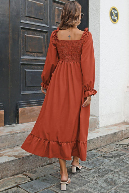 Hazel Blues® | Smocked Ruffle Hem Flounce Sleeve Dress