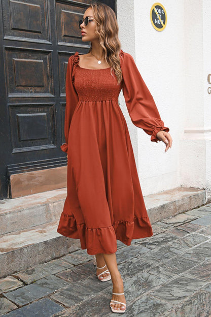 Hazel Blues® | Smocked Ruffle Hem Flounce Sleeve Dress