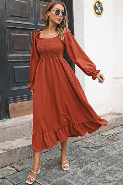 Hazel Blues® | Smocked Ruffle Hem Flounce Sleeve Dress