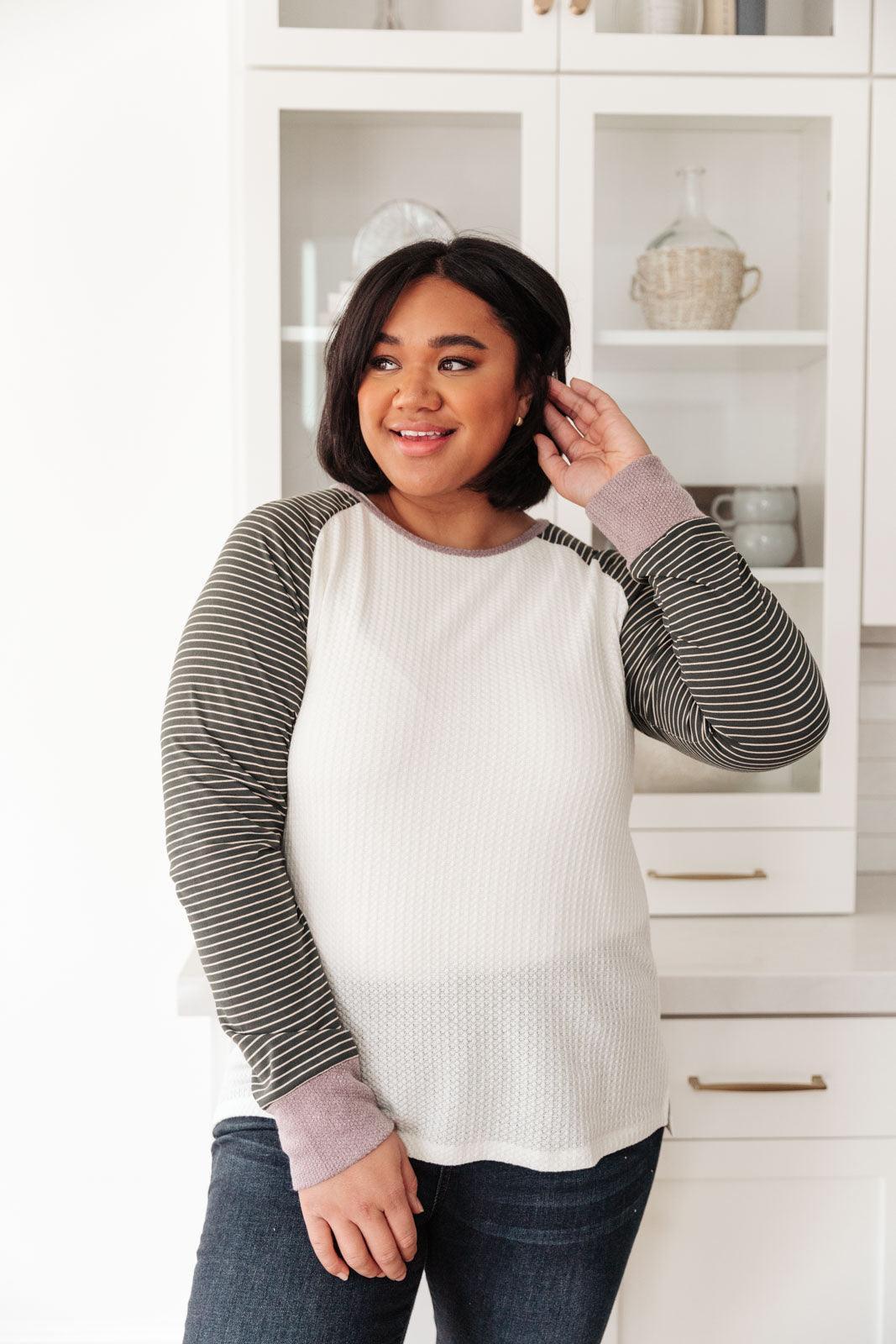 Hazel Blues® | Suave Stripes Raglan Top