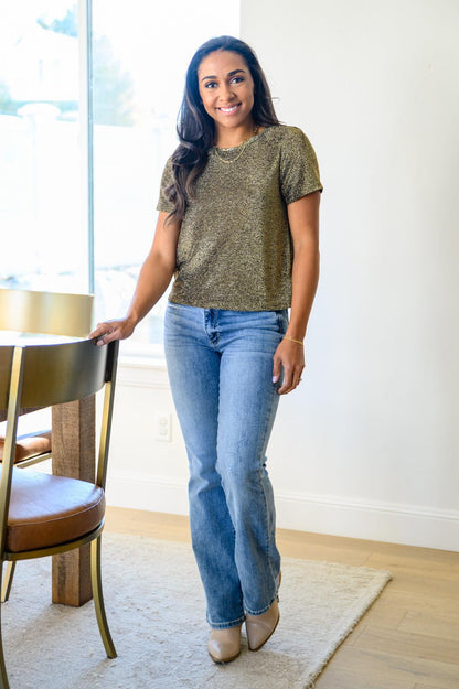 Hazel Blues® | Sweetly Twinkle Short Sleeve Knit Top In Black