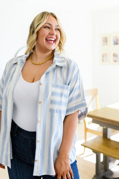 Hazel Blues® |  Tailored to Relax Striped Button Down
