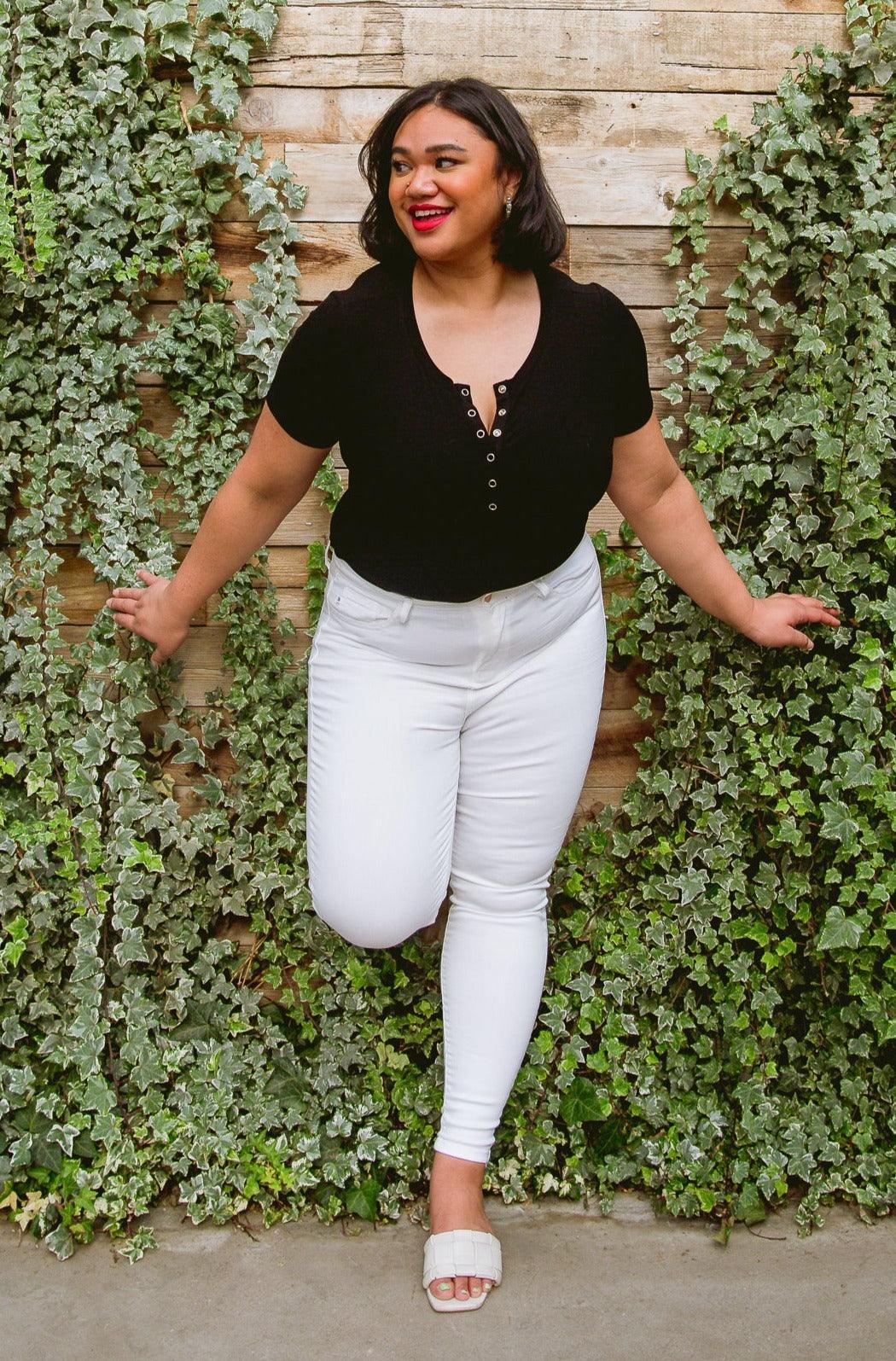 Hazel Blues® | Talia High Waisted White Skinny Jeans