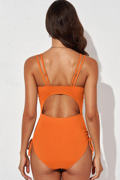 Hazel Blues® | Tied Cutout Plunge One-Piece Swimsuit