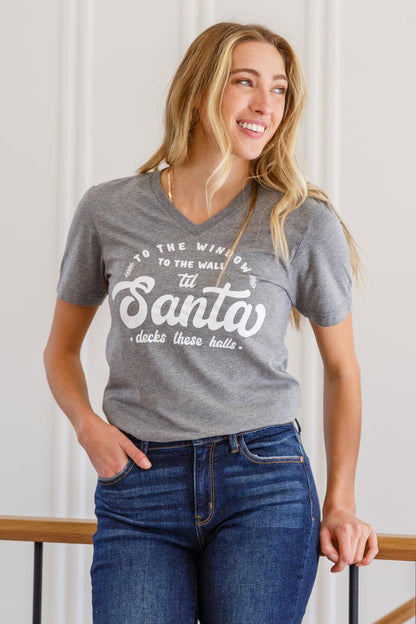 Hazel Blues® | To The Window Graphic V Neck Tee In Gray
