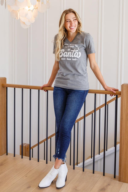 Hazel Blues® | To The Window Graphic V Neck Tee In Gray