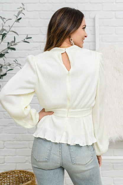 Hazel Blues® | Xanidu Long Sleeve V Neck Blouse in White