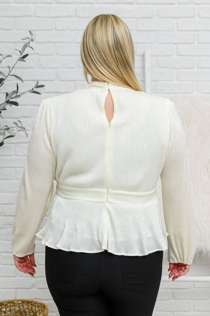 Hazel Blues® | Xanidu Long Sleeve V Neck Blouse in White