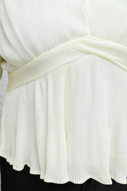 Hazel Blues® | Xanidu Long Sleeve V Neck Blouse in White